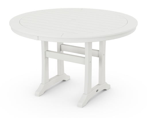 POLYWOOD Nautical Trestle 48" Round Dining Table in Vintage White image