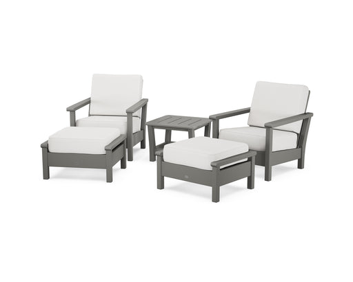 POLYWOOD Harbour 5-Piece Deep Seating Chair Set in Slate Grey / Natural Linen image