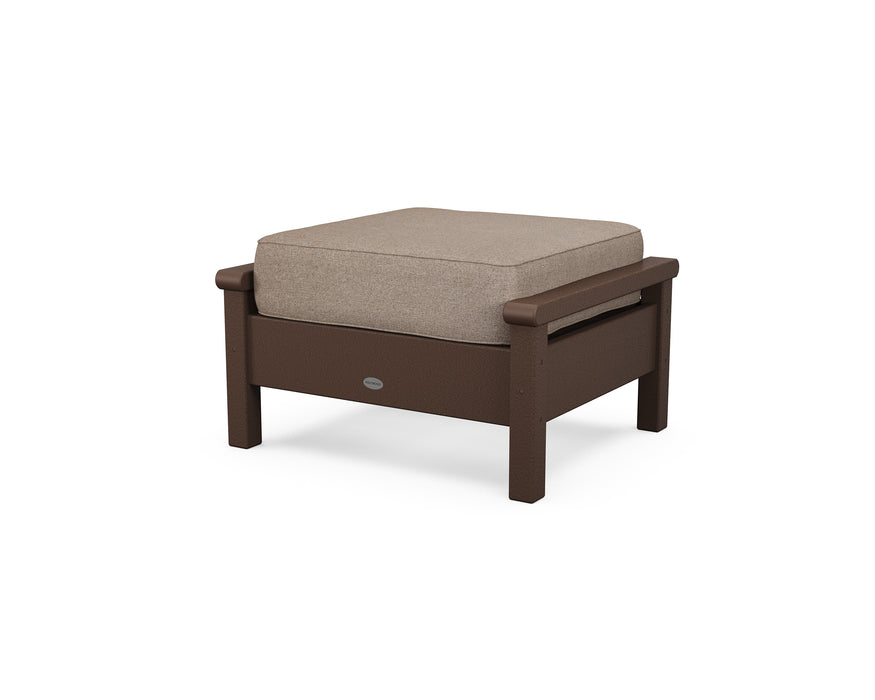 POLYWOOD Harbour Deep Seating Ottoman in Mahogany / Spiced Burlap image