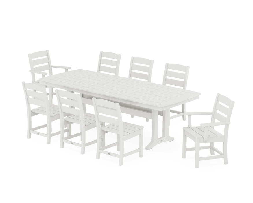 POLYWOOD Lakeside 9-Piece Dining Set with Trestle Legs in Vintage White
