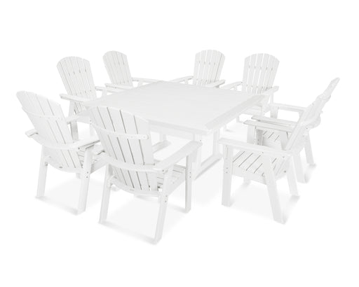 POLYWOOD Nautical Adirondack 9-Piece Trestle Dining Set in Vintage White image