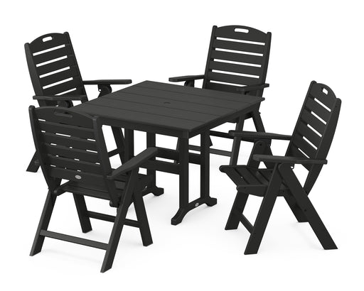 POLYWOOD Nautical Highback Chair 5-Piece Farmhouse Dining Set in Black image