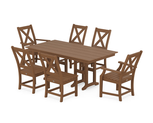 POLYWOOD Braxton 7-Piece Farmhouse Dining Set in Teak image