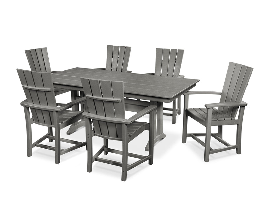 POLYWOOD Quattro 7-Piece Farmhouse Dining Set with Trestle Legs in Slate Grey image