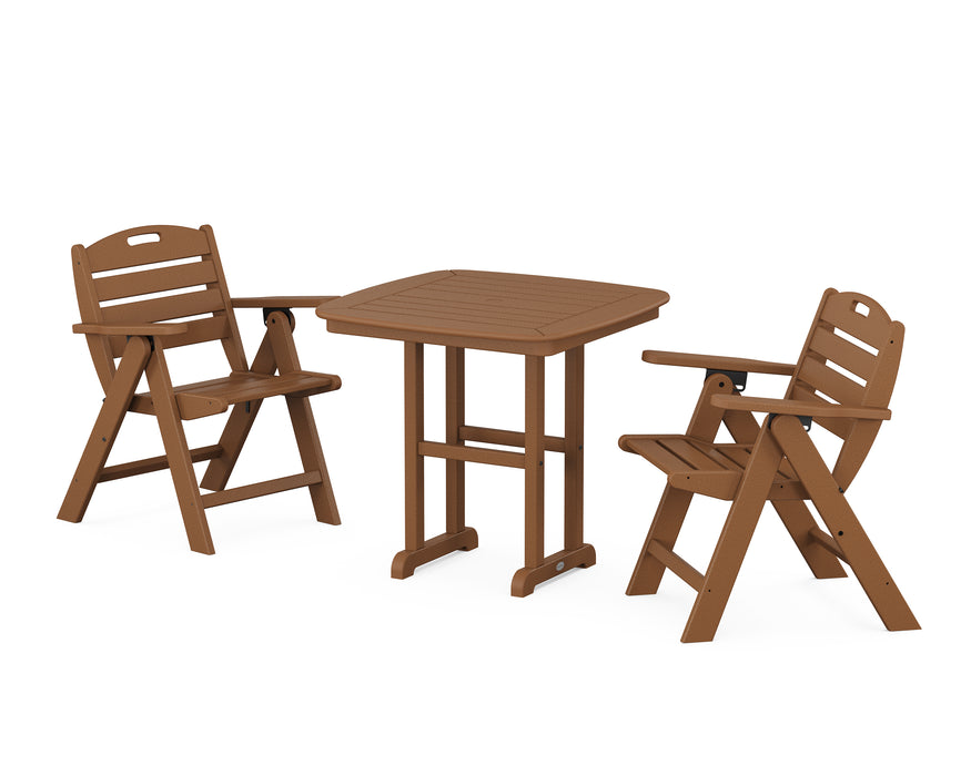 POLYWOOD Nautical Lowback Chair 3-Piece Dining Set in Teak