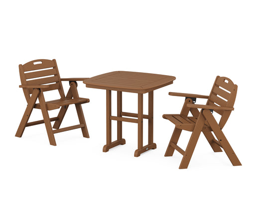 POLYWOOD Nautical Lowback Chair 3-Piece Dining Set in Teak image