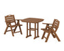 POLYWOOD Nautical Lowback Chair 3-Piece Dining Set in Teak image