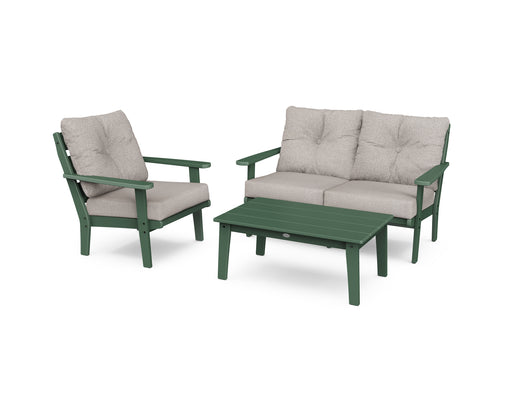 POLYWOOD Lakeside 3-Piece Deep Seating Set in Green / Weathered Tweed image