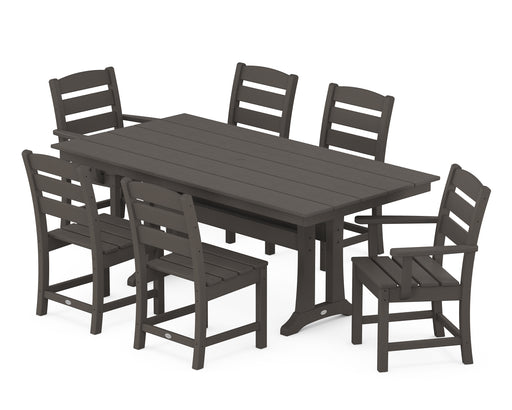 POLYWOOD Lakeside 7-Piece Farmhouse Trestle Dining Set in Vintage Coffee image