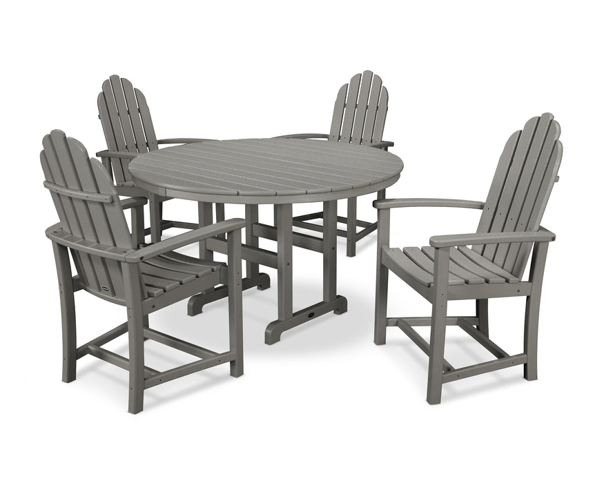 POLYWOOD Classic Adirondack 5-Piece Round Farmhouse Dining Set in Slate Grey image