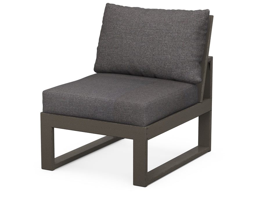 POLYWOOD Modular Armless Chair in Vintage Coffee / Ash Charcoal