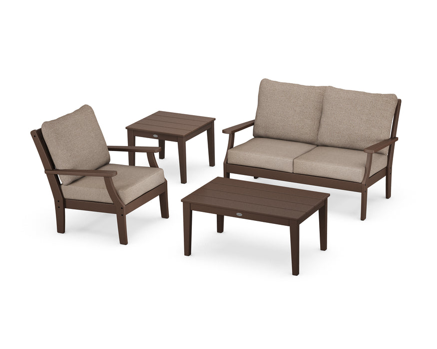 POLYWOOD Braxton 4-Piece Deep Seating Set in Mahogany / Spiced Burlap