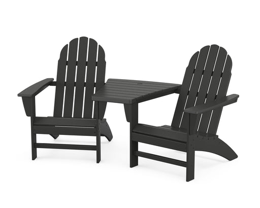 POLYWOOD Vineyard 3-Piece Adirondack Set with Angled Connecting Table in Black image