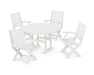 POLYWOOD Signature Folding Chair 5-Piece Round Farmhouse Dining Set in White image