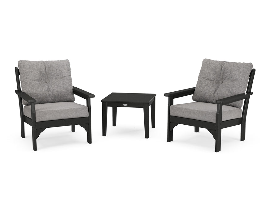 POLYWOOD Vineyard 3-Piece Deep Seating Set in Black / Grey Mist