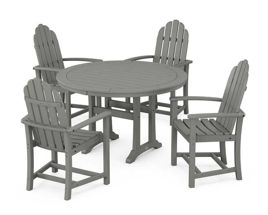 POLYWOOD Classic Adirondack 5-Piece Round Dining Set with Trestle Legs in Slate Grey image