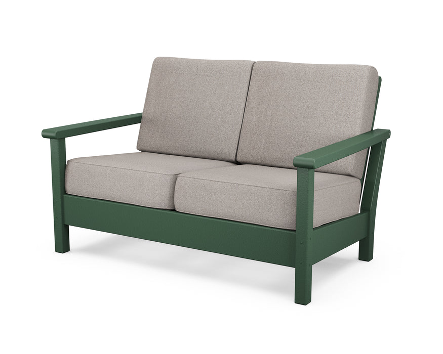 POLYWOOD Harbour Deep Seating Loveseat in Green / Weathered Tweed