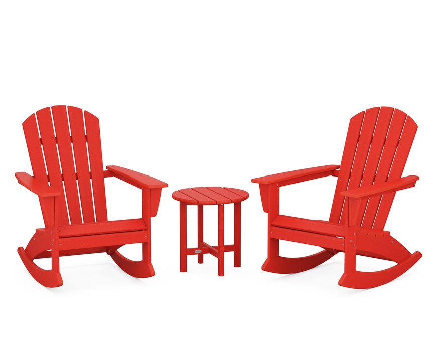 POLYWOOD Nautical 3-Piece Adirondack Rocking Chair Set in Sunset Red image