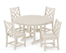 POLYWOOD Chippendale 5-Piece Round Farmhouse Side Chair Dining Set in Sand image