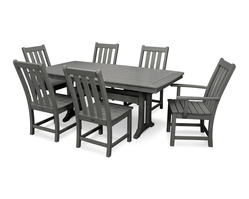 POLYWOOD Vineyard 7-Piece Dining Set with Trestle Legs in Slate Grey