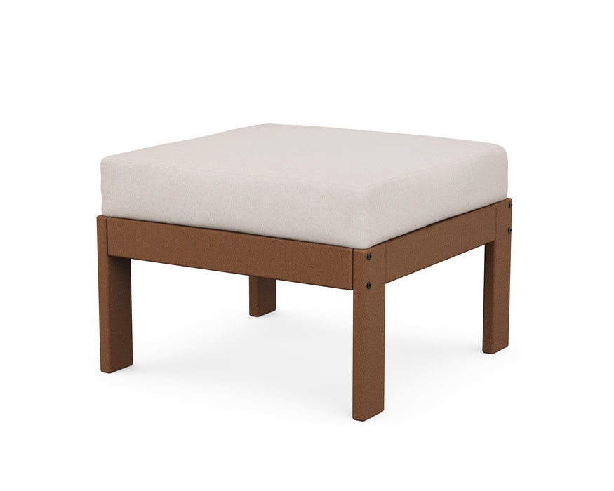 POLYWOOD Vineyard Modular Ottoman in Teak / Dune Burlap