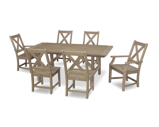 POLYWOOD Braxton 7-Piece Rustic Farmhouse Dining Set in Vintage Sahara image