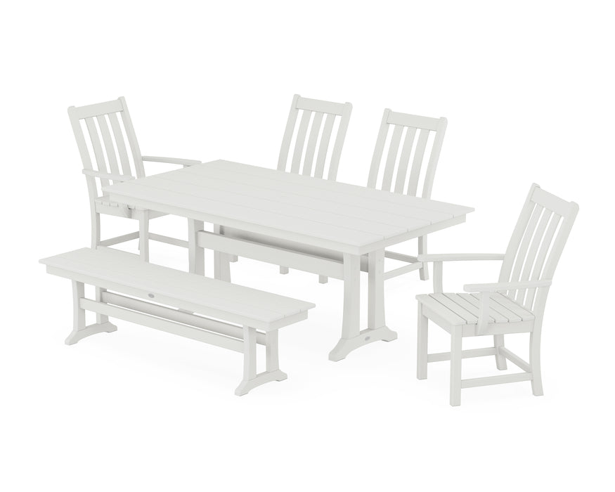 POLYWOOD Vineyard 6-Piece Farmhouse Dining Set With Trestle Legs in Vintage White