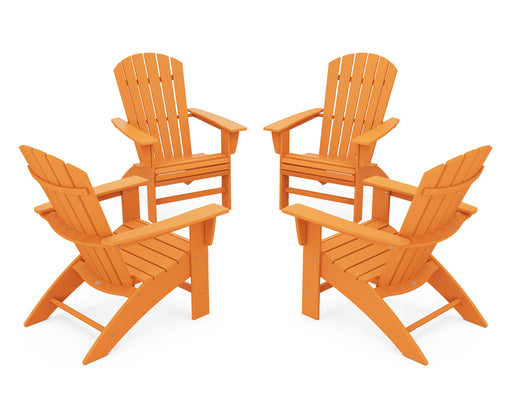 POLYWOOD 4-Piece Nautical Curveback Adirondack Chair Conversation Set in Tangerine image