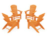 POLYWOOD 4-Piece Nautical Curveback Adirondack Chair Conversation Set in Tangerine image