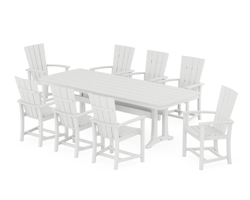 POLYWOOD Quattro Adirondack 9-Piece Dining Set with Trestle Legs in White