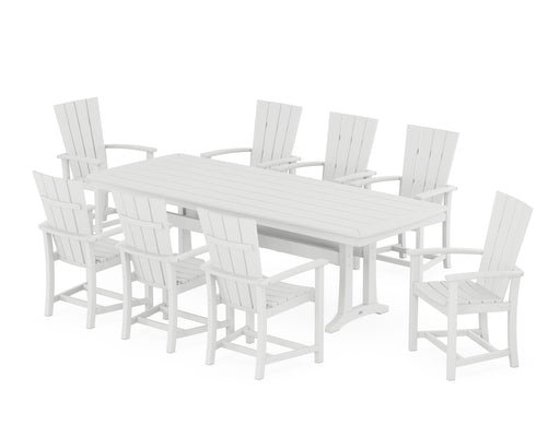 POLYWOOD Quattro Adirondack 9-Piece Dining Set with Trestle Legs in White image