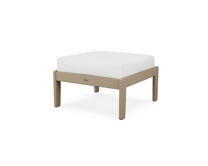 POLYWOOD Braxton Deep Seating Ottoman in Vintage Sahara / Natural Linen