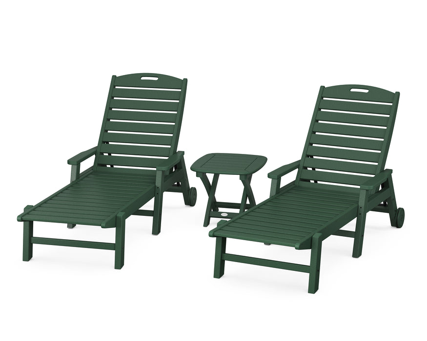 POLYWOOD Nautical 3-Piece Chaise Set in Green