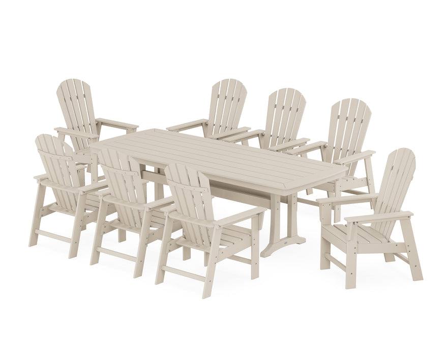 POLYWOOD South Beach 9-Piece Dining Set with Trestle Legs in Sand image