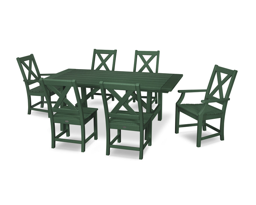 POLYWOOD Braxton 7-Piece Rustic Farmhouse Dining Set in Green image