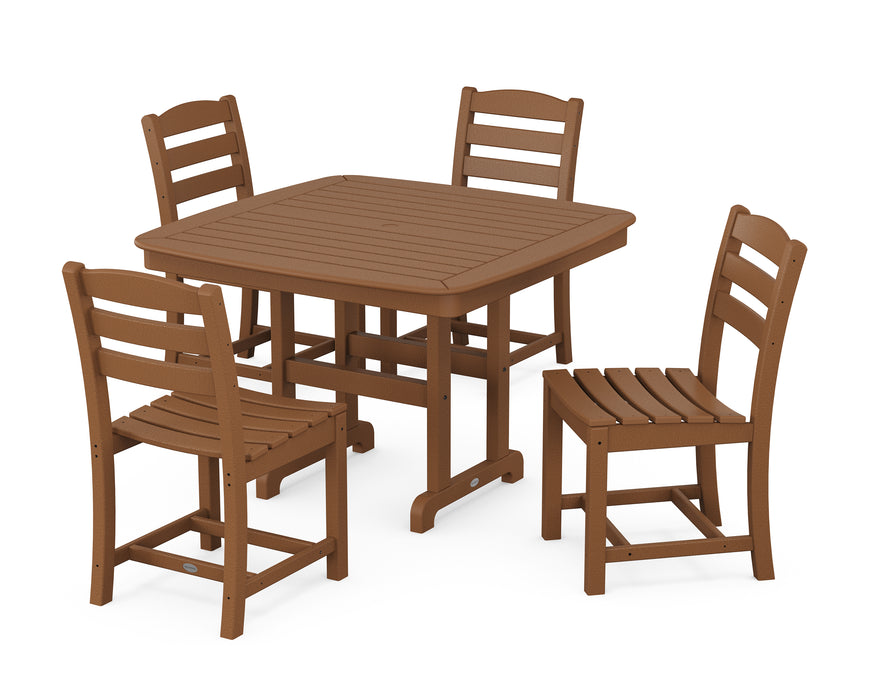 POLYWOOD La Casa Cafe Side Chair 5-Piece Dining Set with Trestle Legs in Teak