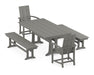 POLYWOOD Modern Adirondack 5-Piece Farmhouse Dining Set With Trestle Legs in Slate Grey image