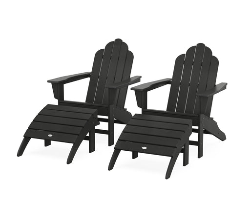 POLYWOOD Long Island Adirondack Chair 4-Piece Set with Ottomans in Black image