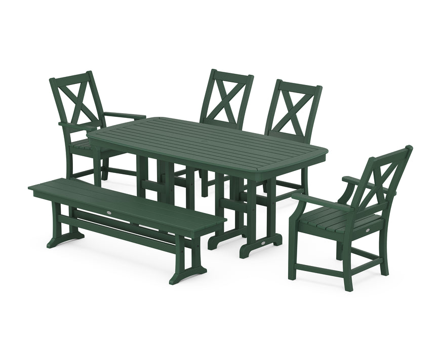 POLYWOOD Braxton 6-Piece Dining Set with Bench in Green