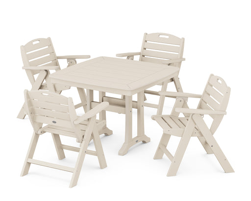 POLYWOOD Nautical Lowback 5-Piece Dining Set with Trestle Legs in Sand image