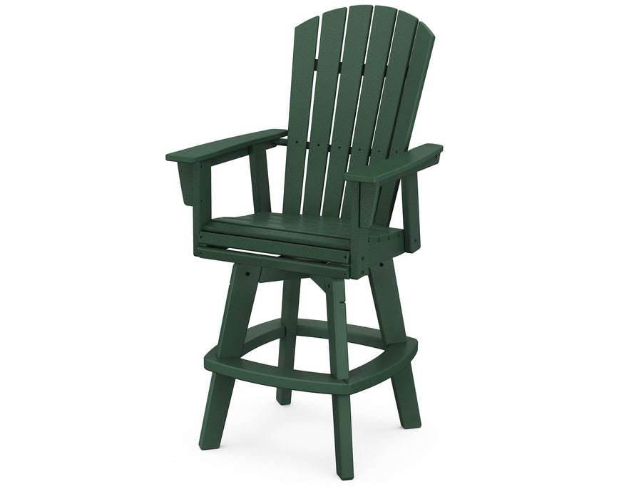 POLYWOOD Nautical Curveback Adirondack Swivel Bar Chair in Green image