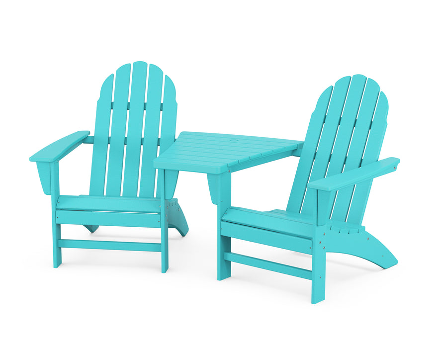 POLYWOOD Vineyard 3-Piece Adirondack Set with Angled Connecting Table in Aruba