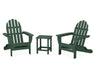 POLYWOOD Classic Folding Adirondack 3-Piece Set with Long Island 18" Side Table in Green image