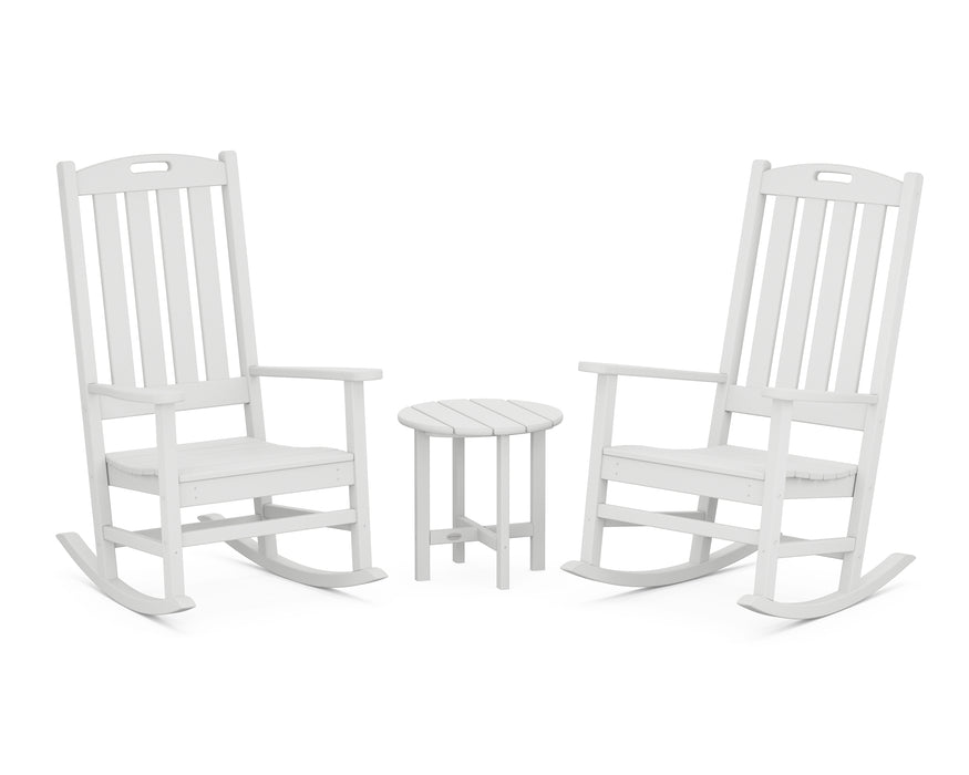 POLYWOOD Nautical 3-Piece Porch Rocking Chair Set in White image