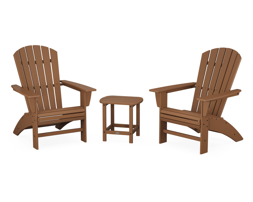 POLYWOOD Nautical 3-Piece Curveback Adirondack Set in Teak image