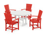 POLYWOOD Quattro 5-Piece Round Farmhouse Dining Set in Sunset Red image