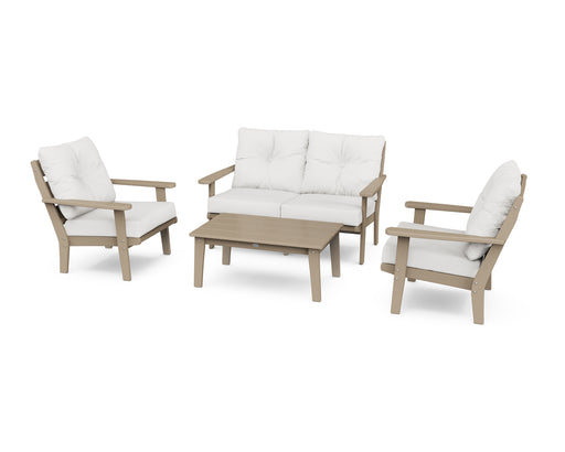 POLYWOOD Lakeside 4-Piece Deep Seating Set in Vintage Sahara / Natural Linen image