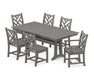 POLYWOOD Chippendale 7-Piece Farmhouse Trestle Dining Set in Slate Grey image