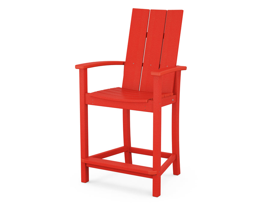 POLYWOOD Modern Adirondack Counter Chair in Sunset Red