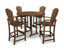 POLYWOOD Palm Coast 5-Piece Round Farmhouse Bar Set in Teak image